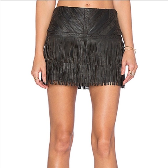 Parker Dresses & Skirts - NEW Parker Killington Black Leather Fringe Skirt 4